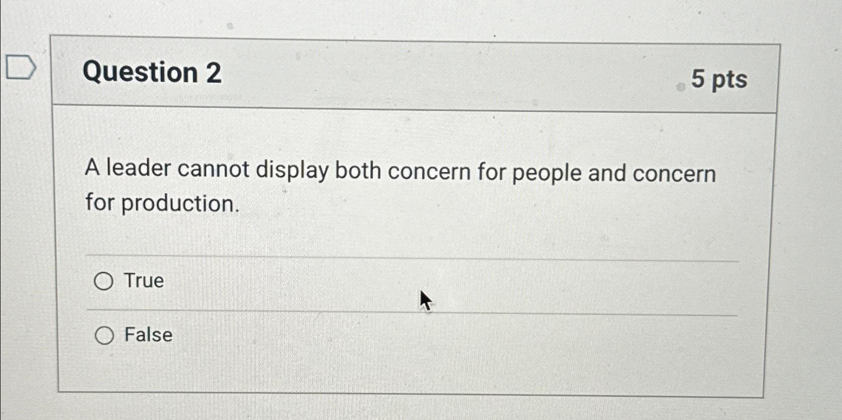 Solved Question 25 ﻿ptsA leader cannot display both concern | Chegg.com