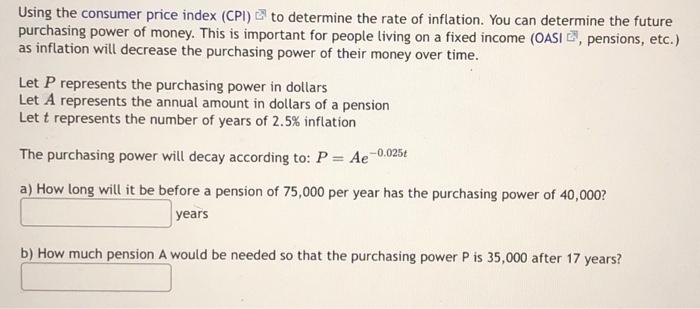 Solved Using the consumer price index (CPI) to determine the | Chegg.com