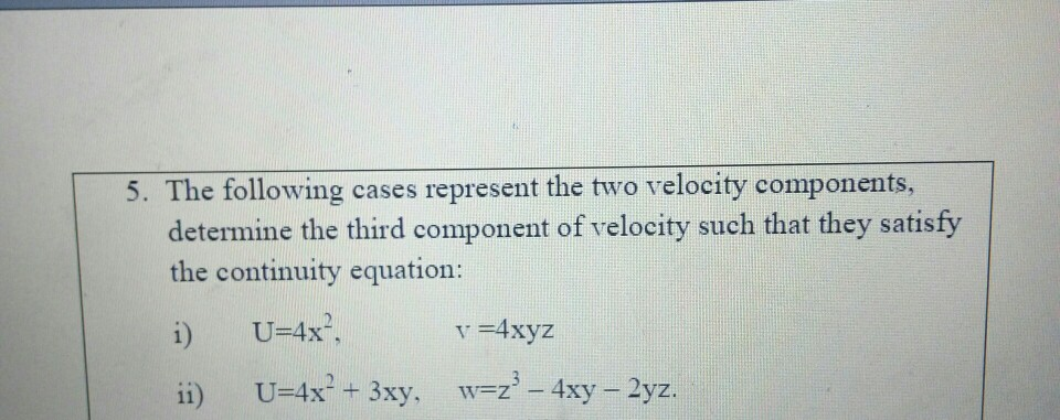 Solved 5. The following cases represent the two velocity | Chegg.com