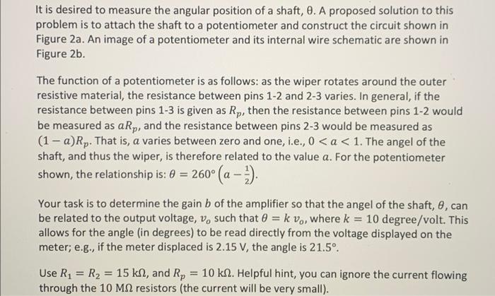 Solved It is desired to measure the angular position of a | Chegg.com