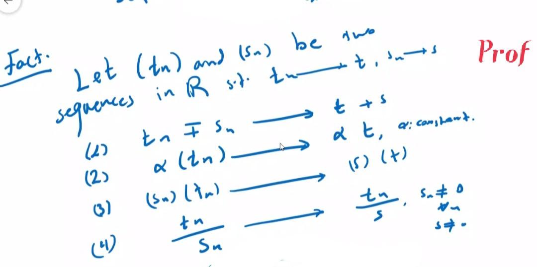 Solved Fact. Prof Let (tn) and (sn) be two sequences in R | Chegg.com