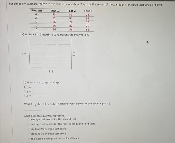 Solved (a) Write a 5×3 matrix A to represent the | Chegg.com