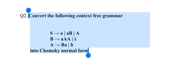 Solved Q2. Convert The Following Context Free Grammar | Chegg.com