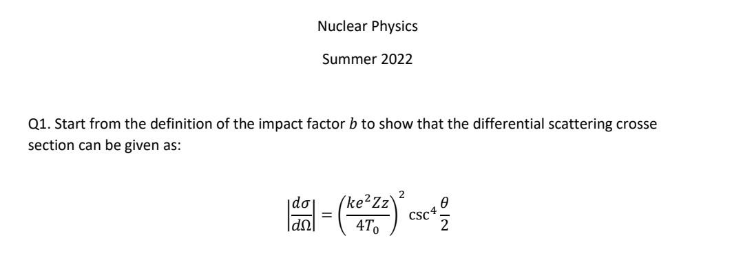 Solved Q1. Start From The Definition Of The Impact Factor B | Chegg.com