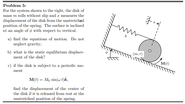 Solved Problem 5:For the system shown to the right, the disk | Chegg.com