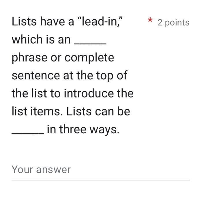 Lists have a 