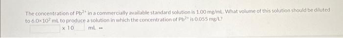 Solved The concentration of Pb2t in a commercially available | Chegg.com