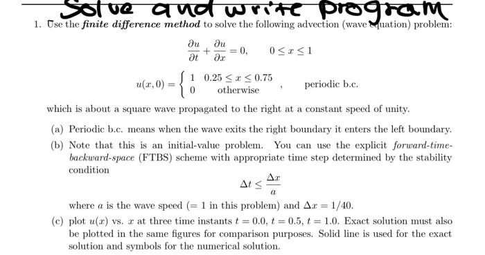 1. Ose the finite difference method to solve the | Chegg.com