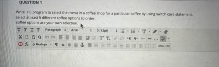 Solved QUESTION 1 Write a C program to select the menu in a | Chegg.com