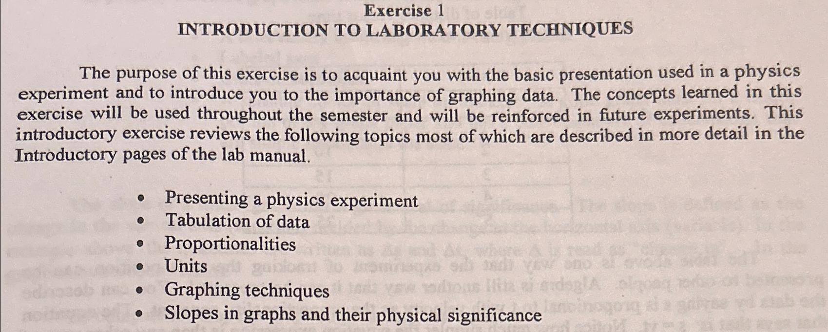 Solved Exercise 1INTRODUCTION TO LABORATORY TECHNIQUESThe | Chegg.com