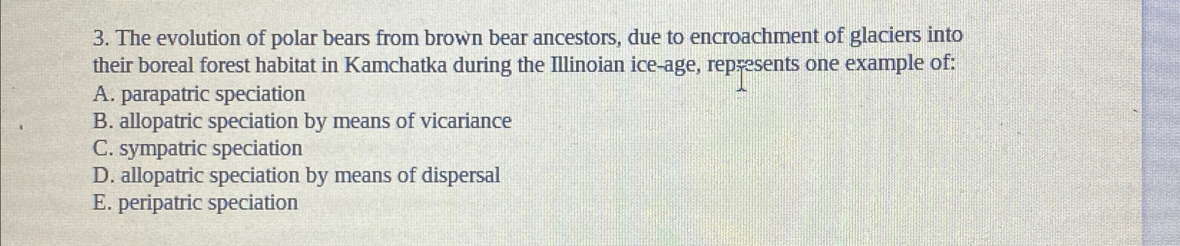 Solved The evolution of polar bears from brown bear | Chegg.com