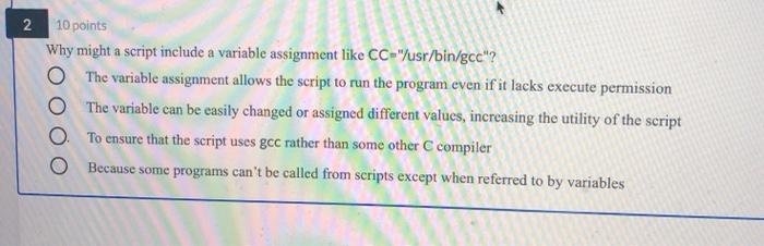 Solved 2 10 points Why might a script include a variable | Chegg.com