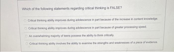 critical thinking involves which of the following check all that apply