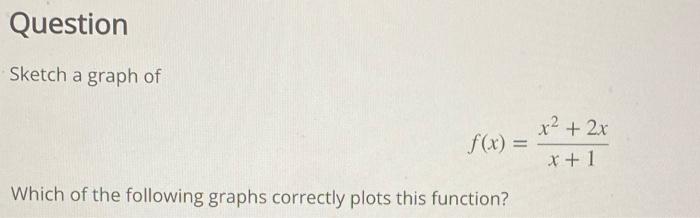 Solved Question Sketch a graph of x² + 2x f(x) = X + 1 Which | Chegg.com