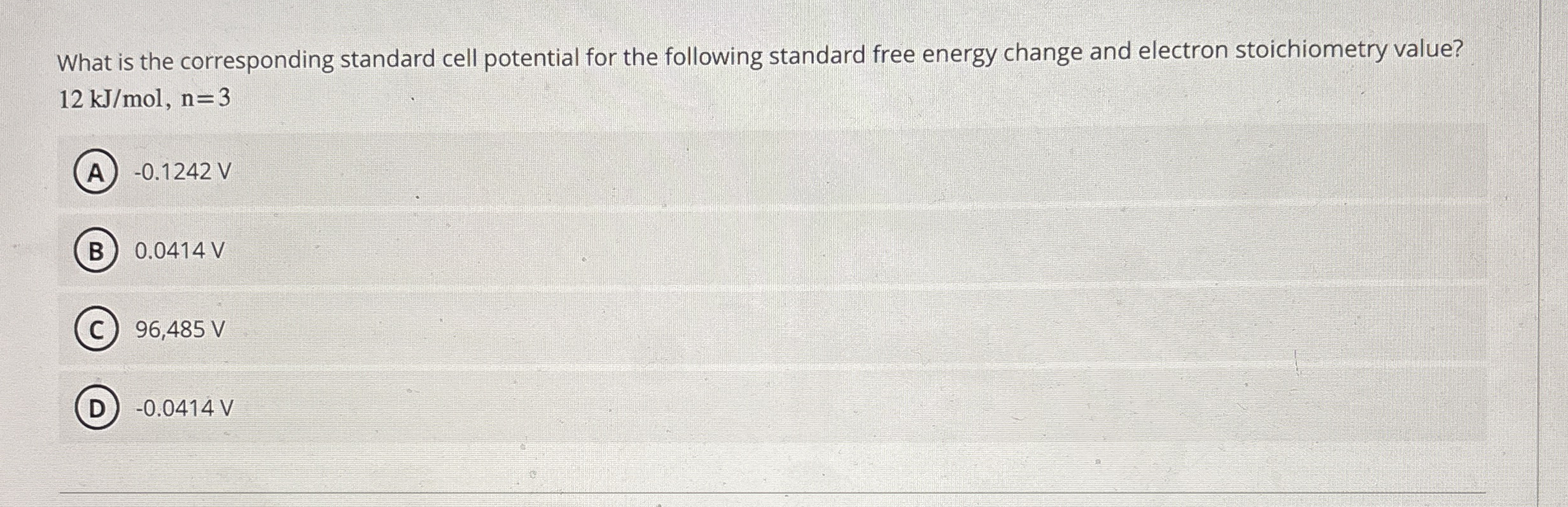 Solved What is the corresponding standard cell potential for | Chegg.com