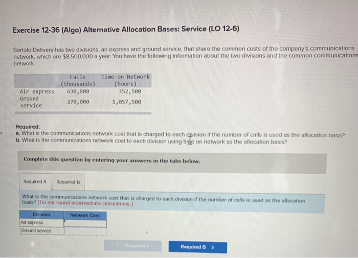 Solved Exercise 1236 (Algo) Alternative Allocation Bases