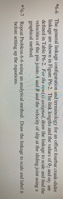 Solved *6-6 The general linkage configuration and | Chegg.com