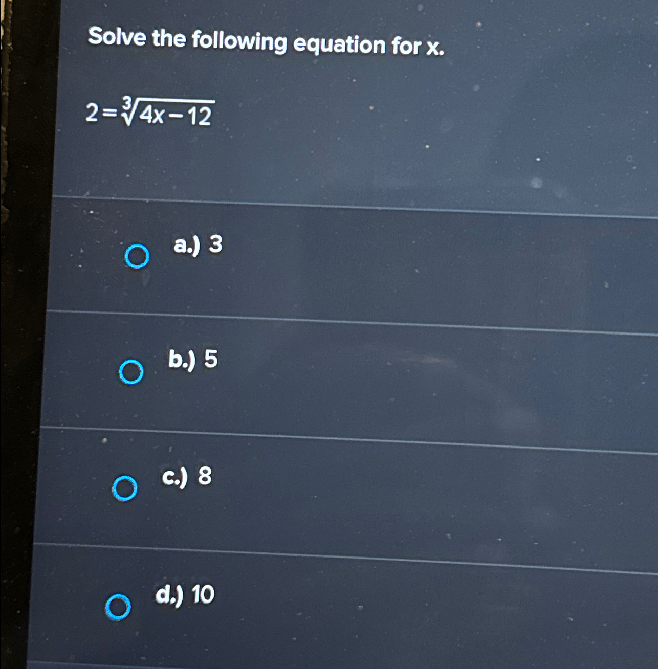 Solved Solve the following equation for | Chegg.com