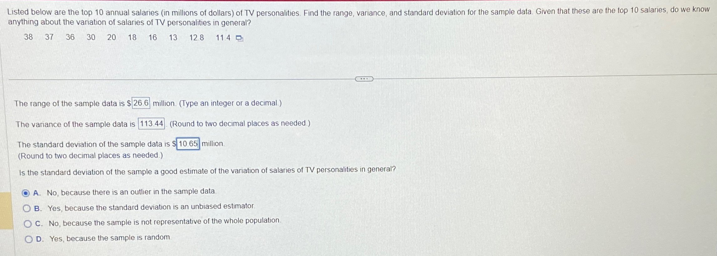 Solved Listed below are the top 10 ﻿annual salaries (in