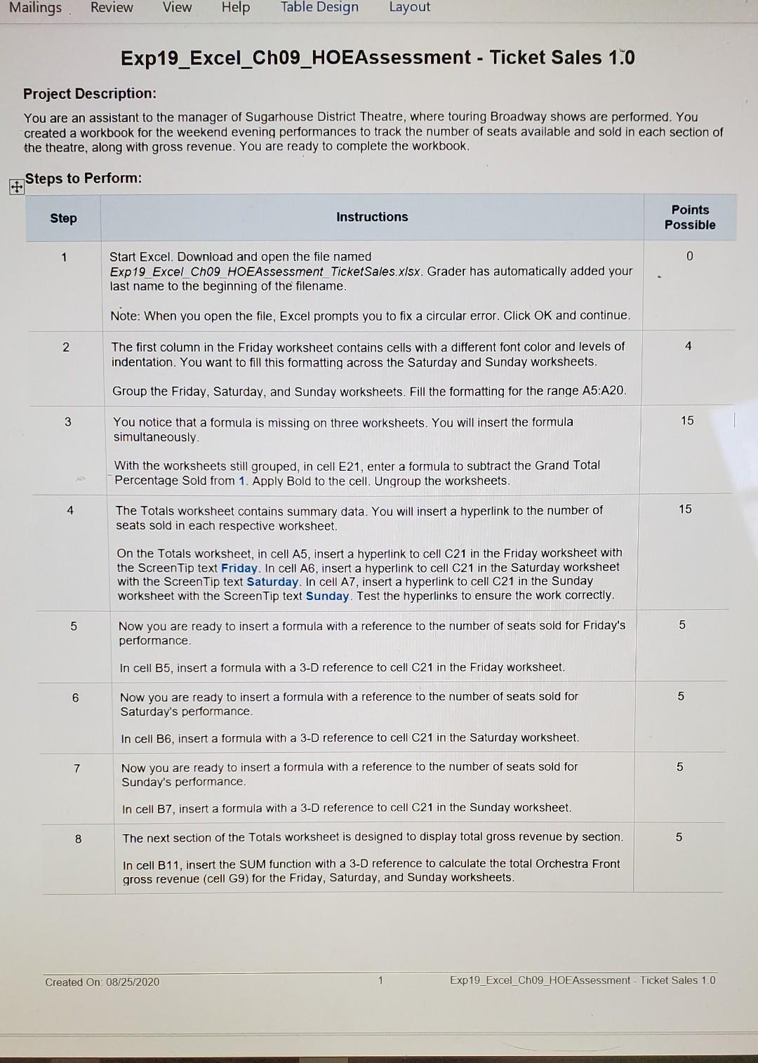 Mailings Review View Help Table Design Layout | Chegg.com