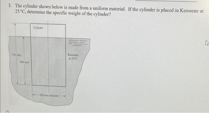Solved 3. The cylinder shown below is made from a uniform | Chegg.com