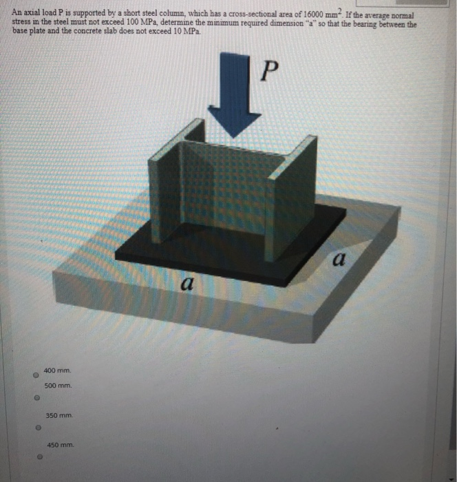 Solved An Axial Load P Is Supported By A Short Steel Column, | Chegg.com