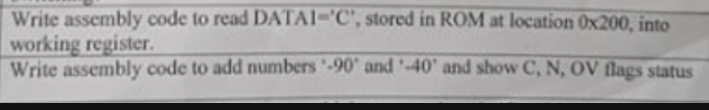 Solved Write assembly code to read DATAI-'C', stored in ROM | Chegg.com