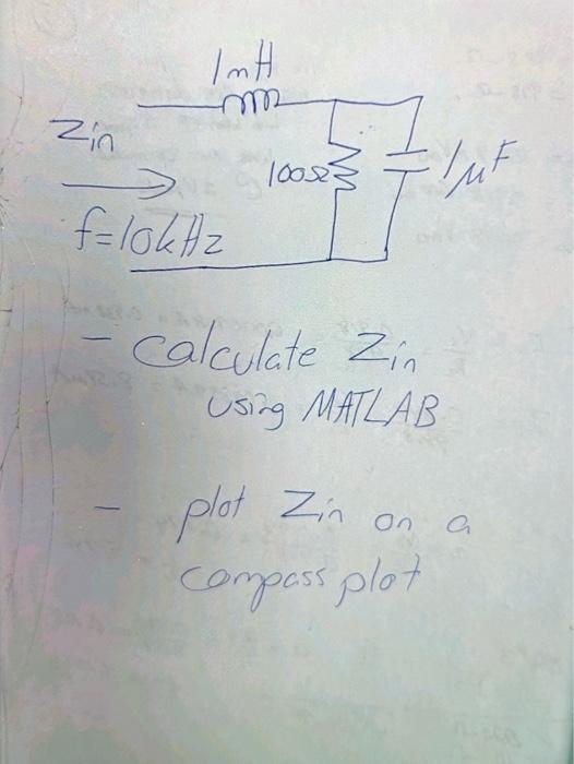 - calculate zin Using MATLAB - plot Z in on a | Chegg.com