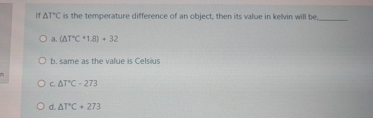 Solved If AT°C is the temperature difference of an object, | Chegg.com