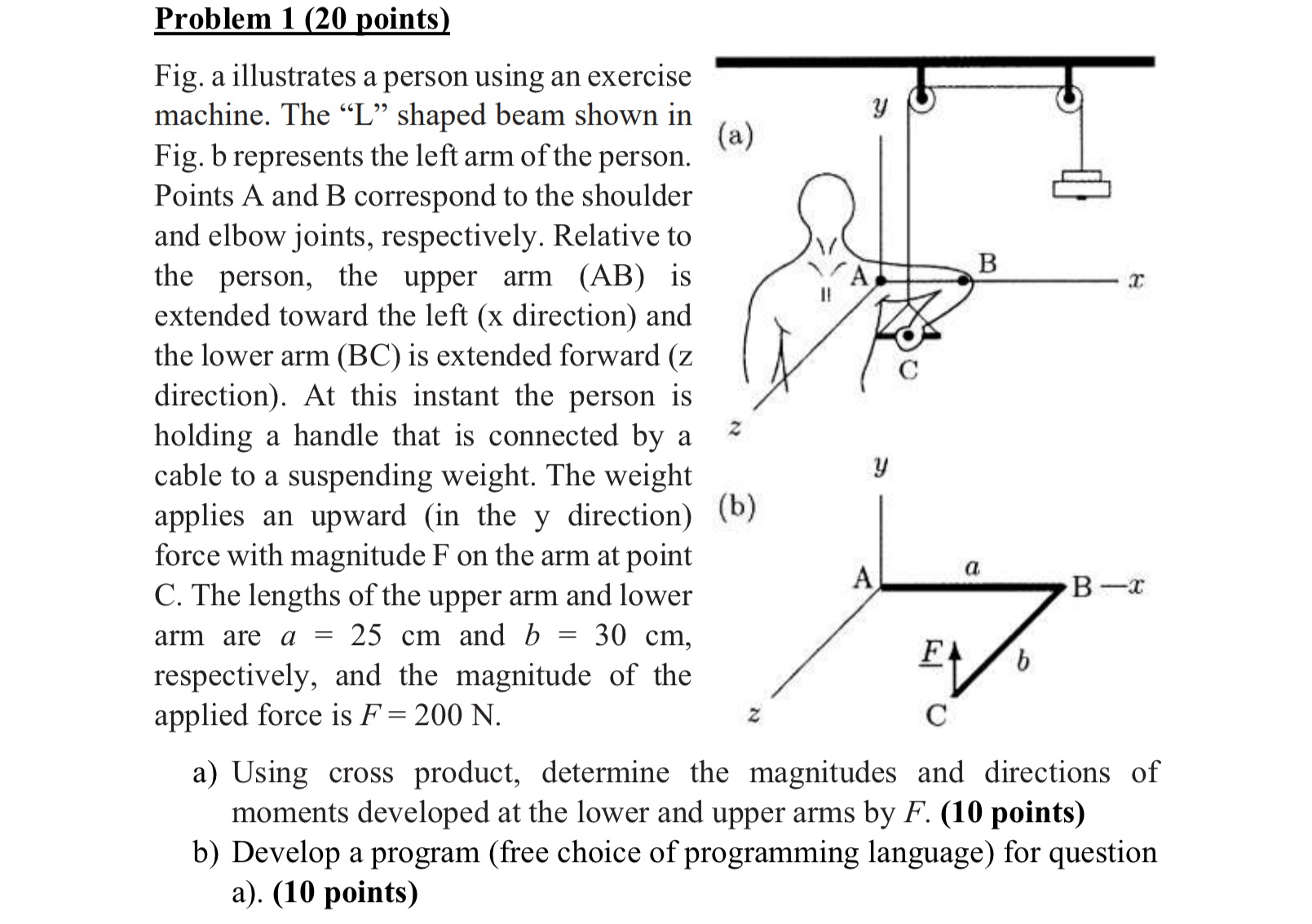 Solved Problem 1 (20 ﻿points) ﻿Fig. a illustrates a person | Chegg.com