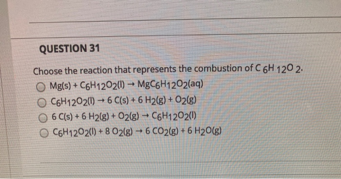 Question 31 Choose The Reaction That Represents The Chegg 