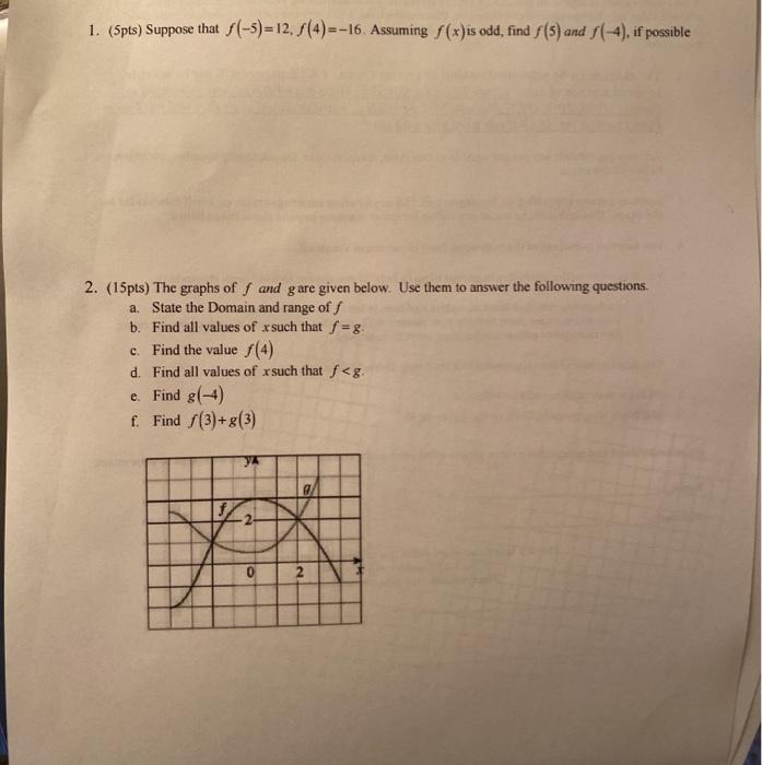 Solved 1 Spts Suppose That F 5 12 S 4 16 Assum Chegg Com