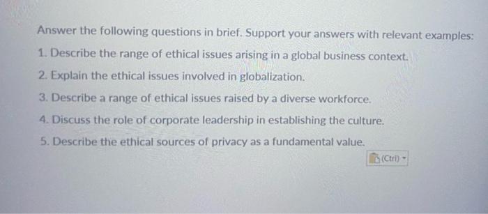 describe at least three ethical issues resulting from globalization