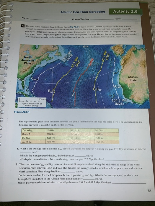 Atlantic Sea Floor Spreading Activity 2 6 Course S