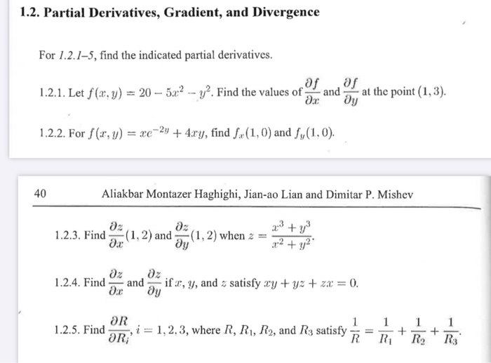 Solved 1 2 Partial Derivatives Gradient And Divergence Chegg Com