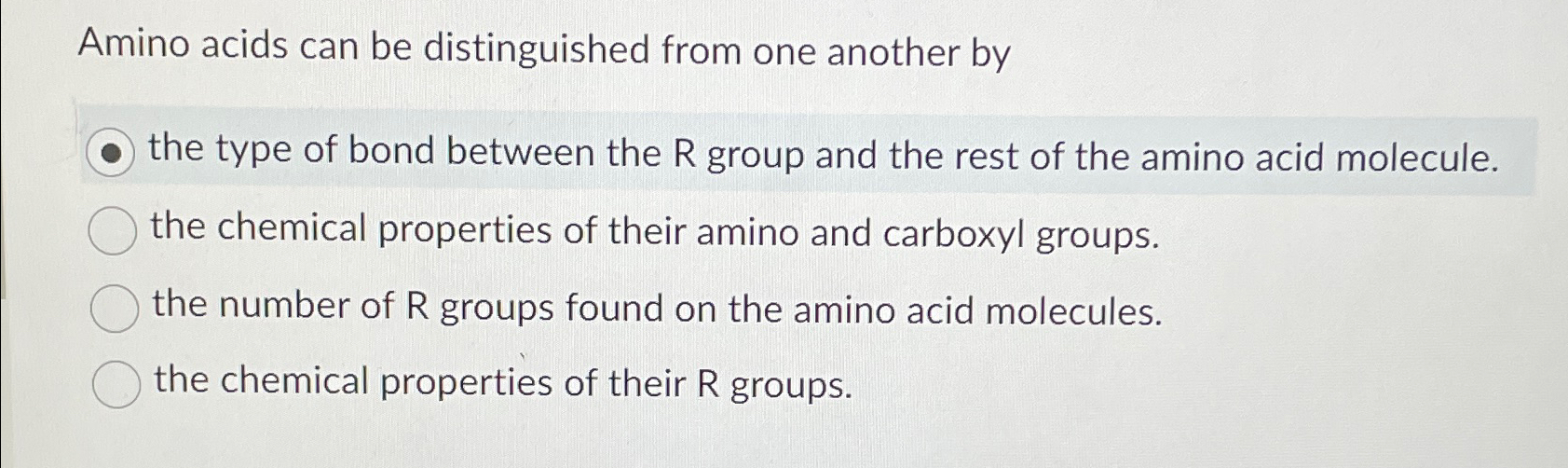 Solved Amino acids can be distinguished from one another