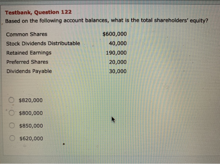 Solved Testbank Question 122 Based On The Following Account Chegg