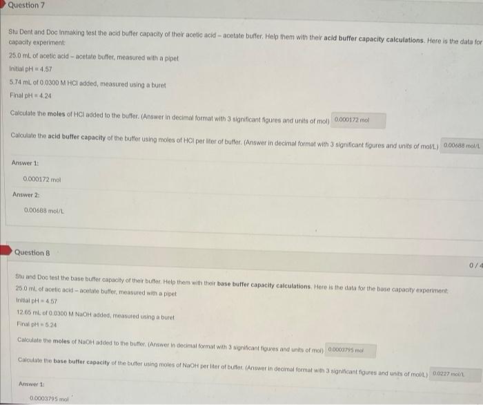 Solved Question 7 Stu Dent and Doc Inmaking test the acid | Chegg.com