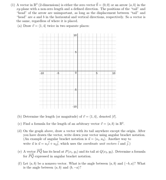 Solved (1) A vector in R2 (2-dimensions) is either the zero | Chegg.com