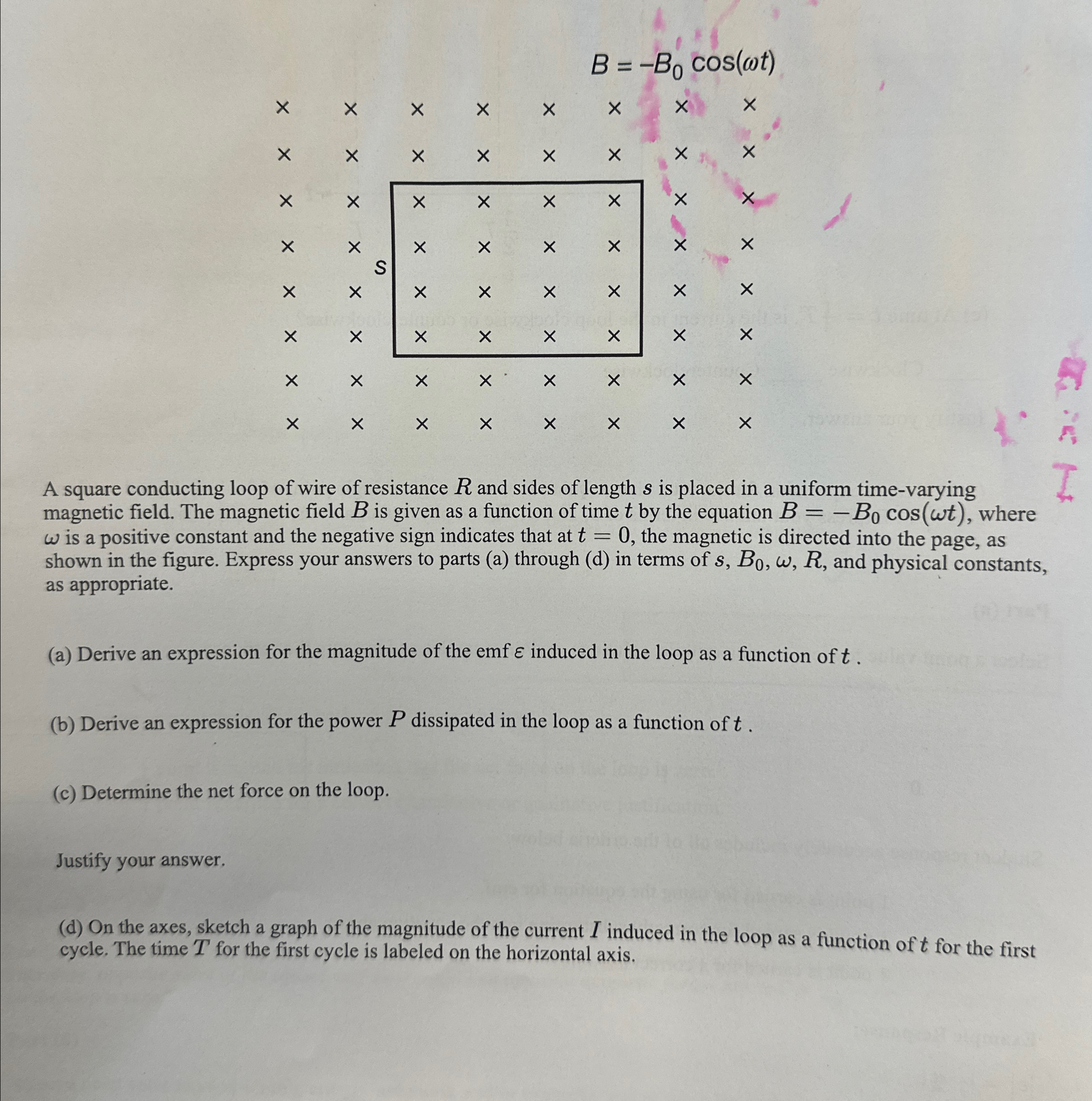 Solved A square conducting loop of wire of resistance R ﻿and | Chegg.com