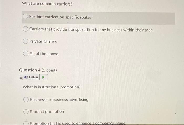 Solved What are common carriers? For-hire carriers on | Chegg.com