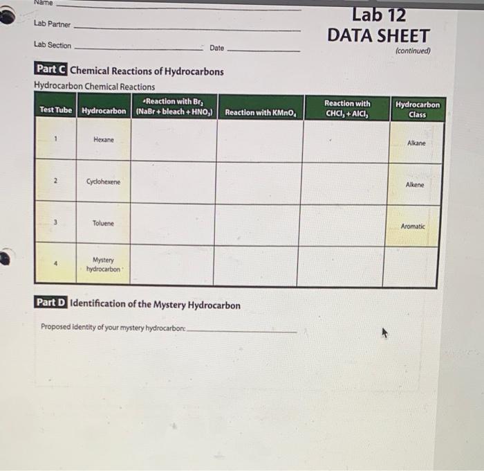 Solved Namne Lab Partner Lab 12 DATA SHEET Lab Section Date | Chegg.com