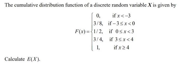 Solved The cumulative distribution function of a discrete | Chegg.com