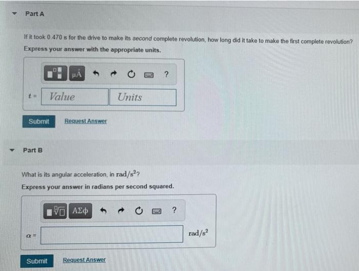 Solved A computer disk drive is turned on starting from rest