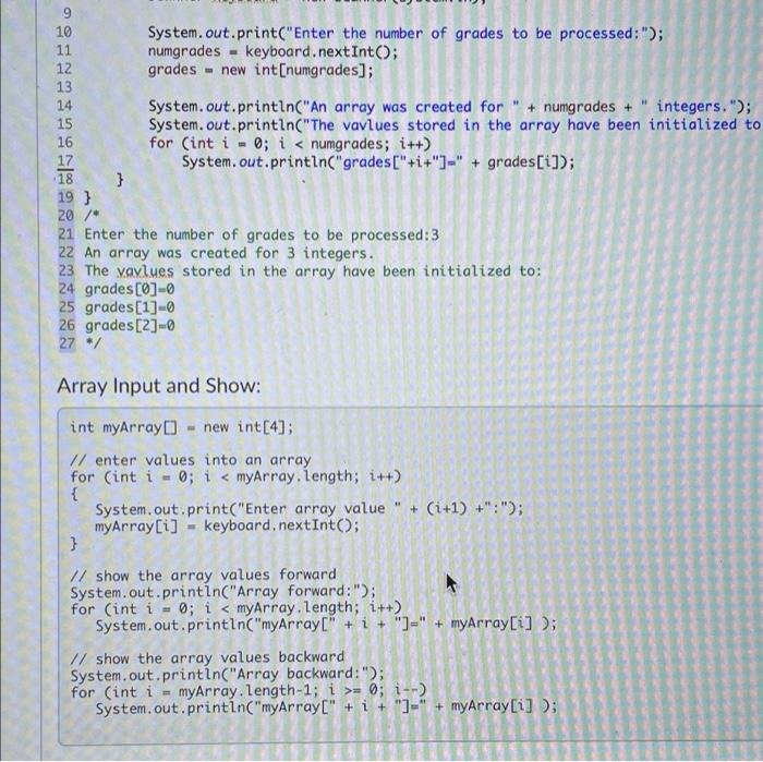 Solved 4 5 6 7 8 One Dimensional Arrays: Type up both sample | Chegg.com