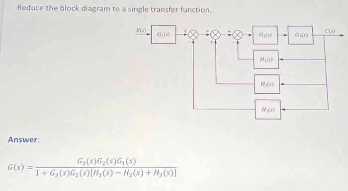 Solved Reduce the block diagram to a single transfer | Chegg.com