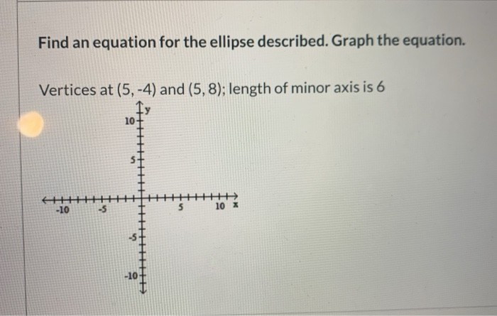Solved Find an equation for the ellipse described. Graph the | Chegg.com