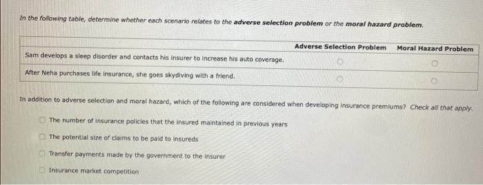 Solved In The Following Table, Determine Whether Each Sce