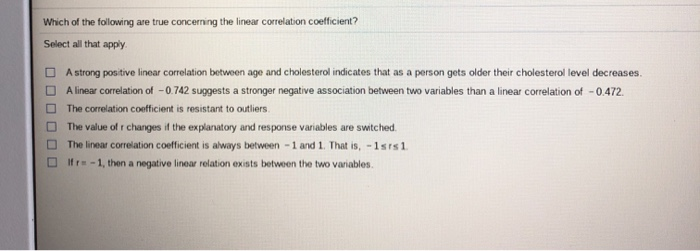 Solved Which Of The Following Are True Concerning The Linear 