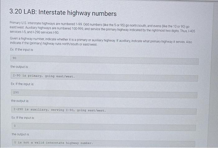 Solved 320 Lab Interstate Highway Numbers Primary Us 4097